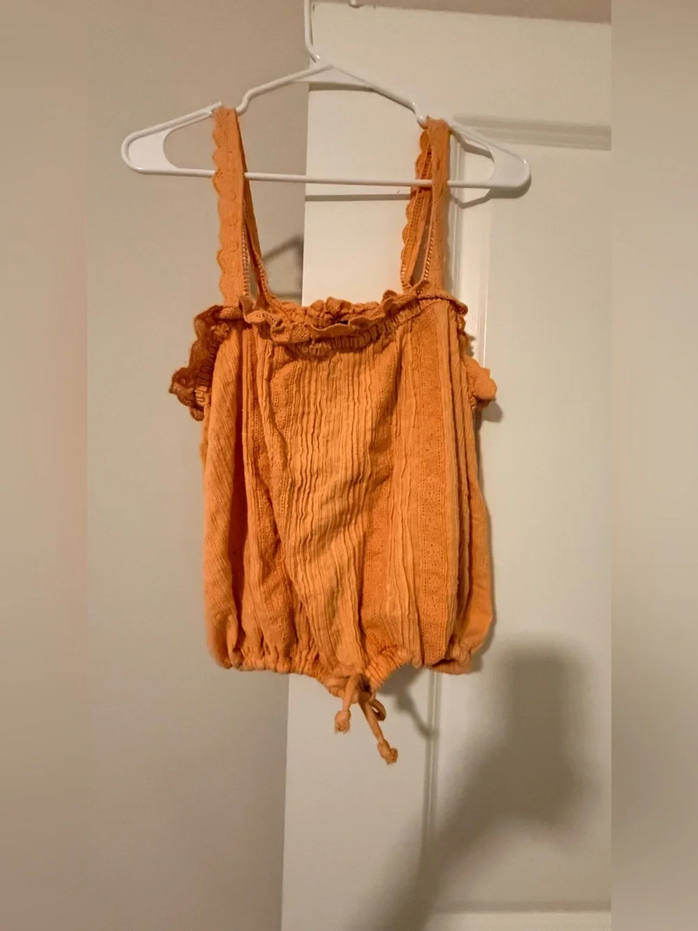 Free People Orange Ruffled Tie-Hem Cami
